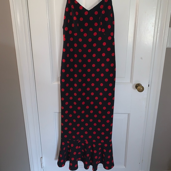 open lace back dress Red Black Polka Dot Swing Dress – ModCloth